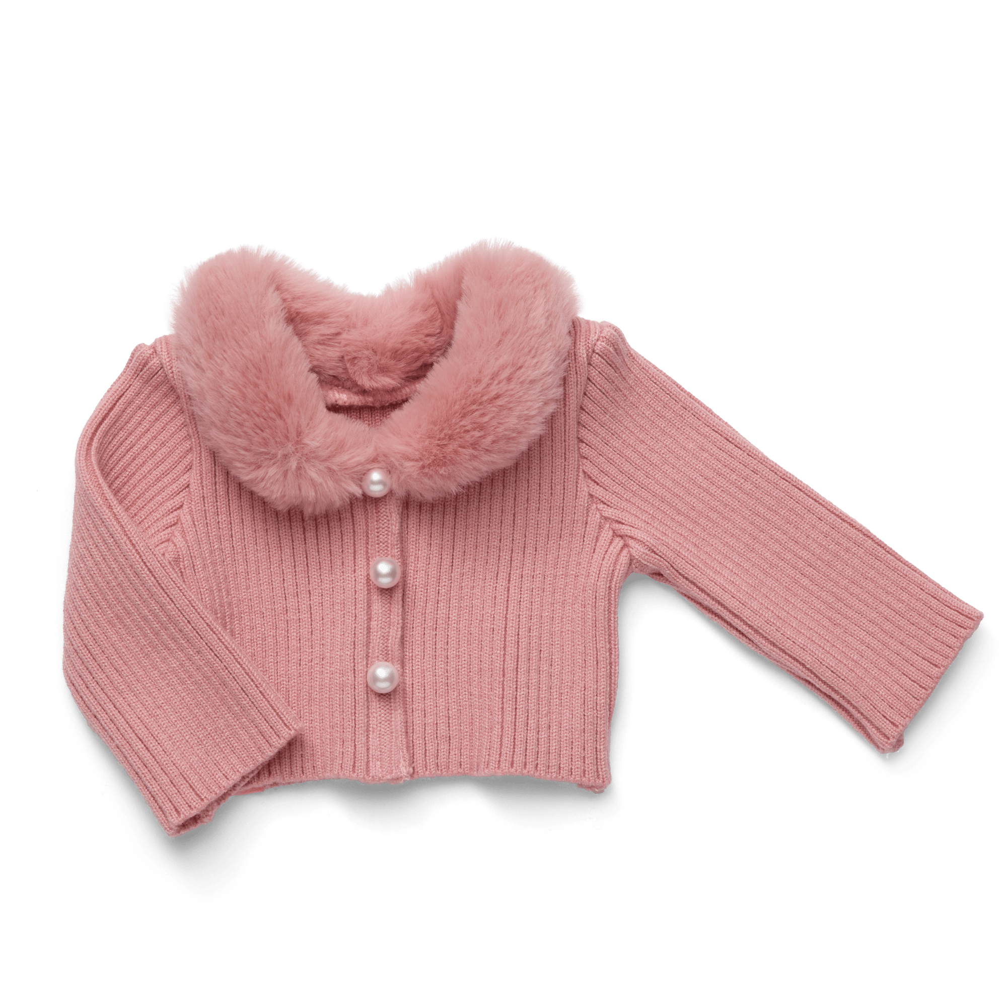 American Girl X Janie And Jack Rosy Ribbed Cardigan For 18-Inch Dolls