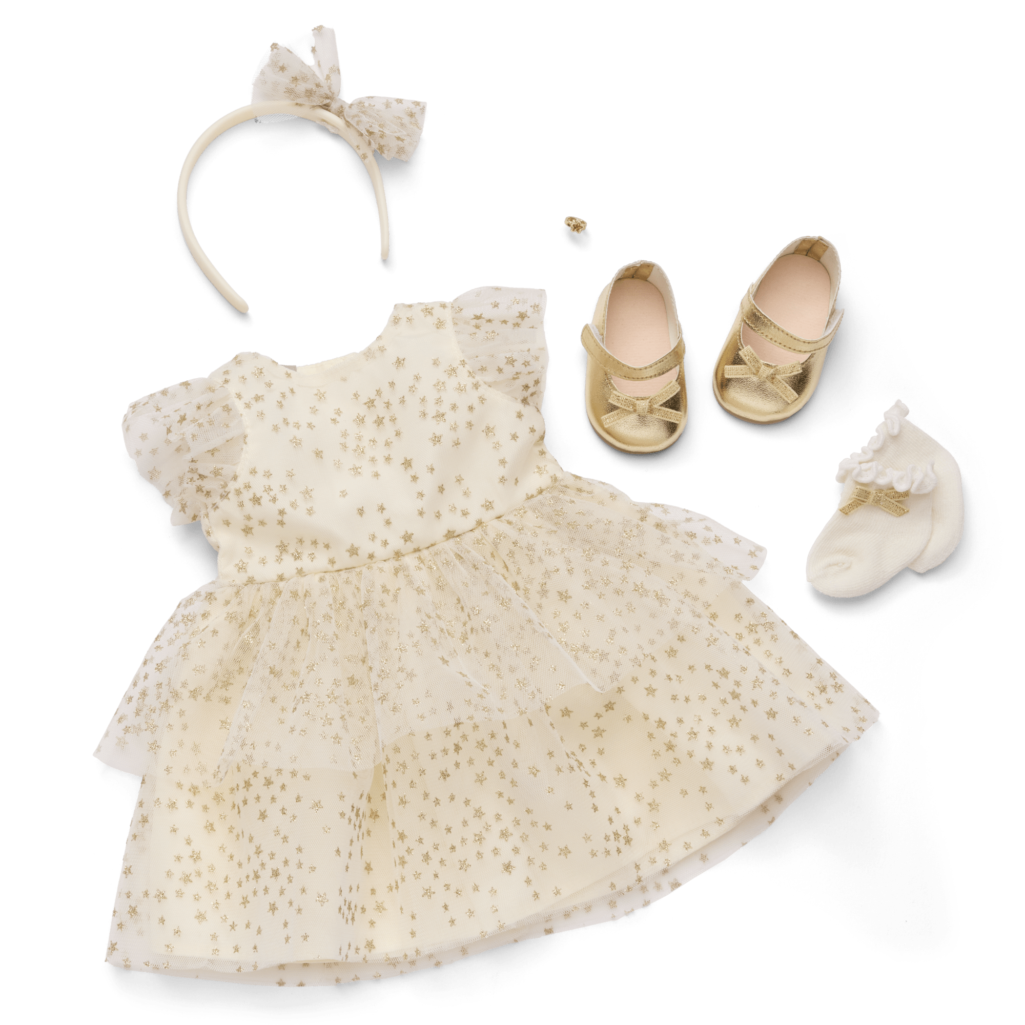 American Girl X Janie And Jack Sparkly Cream Celebration Dress For 18-Inch Dolls