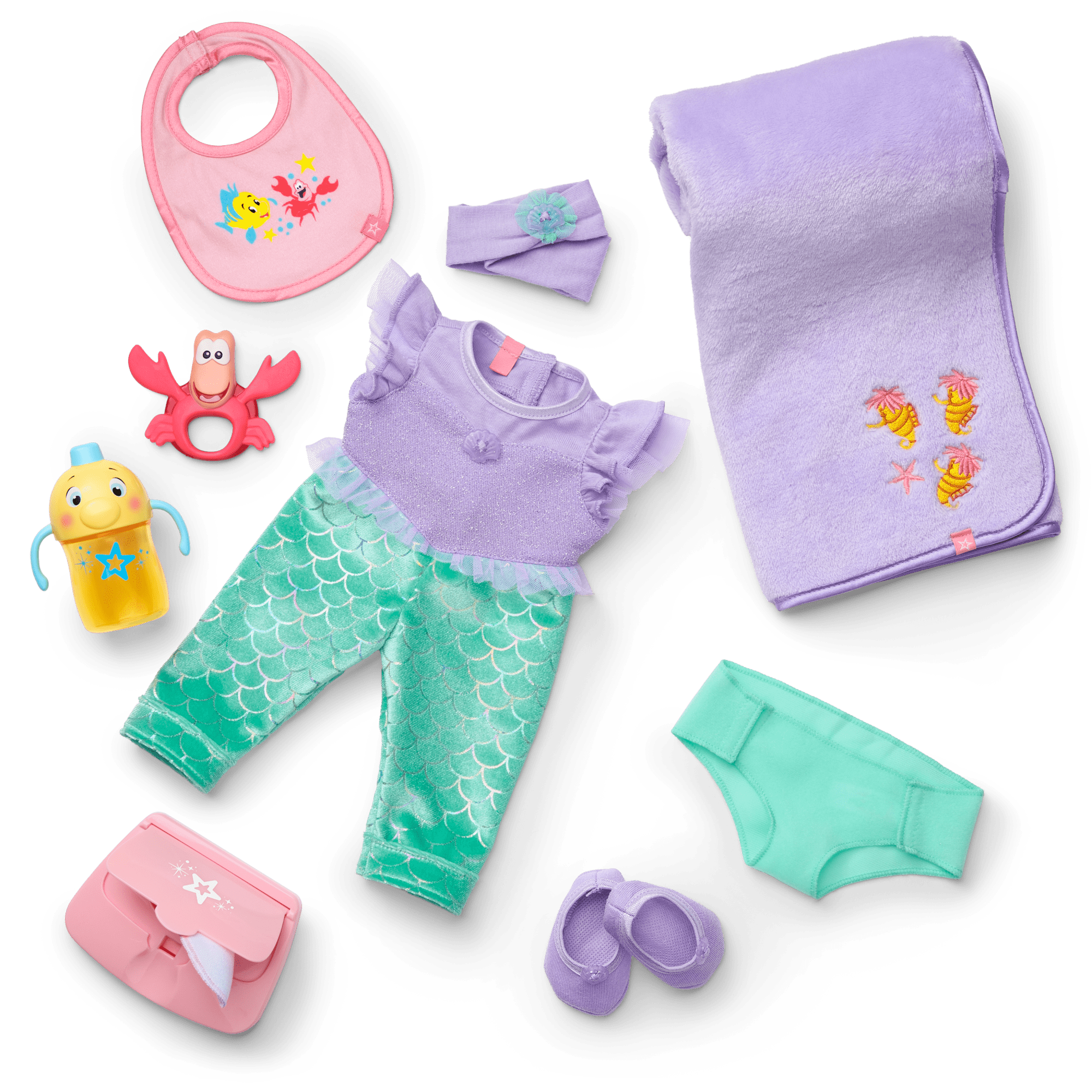 Disney Princess Ariel Cuddle & Care Set With Bitty Baby Doll By American Girl - Image 11