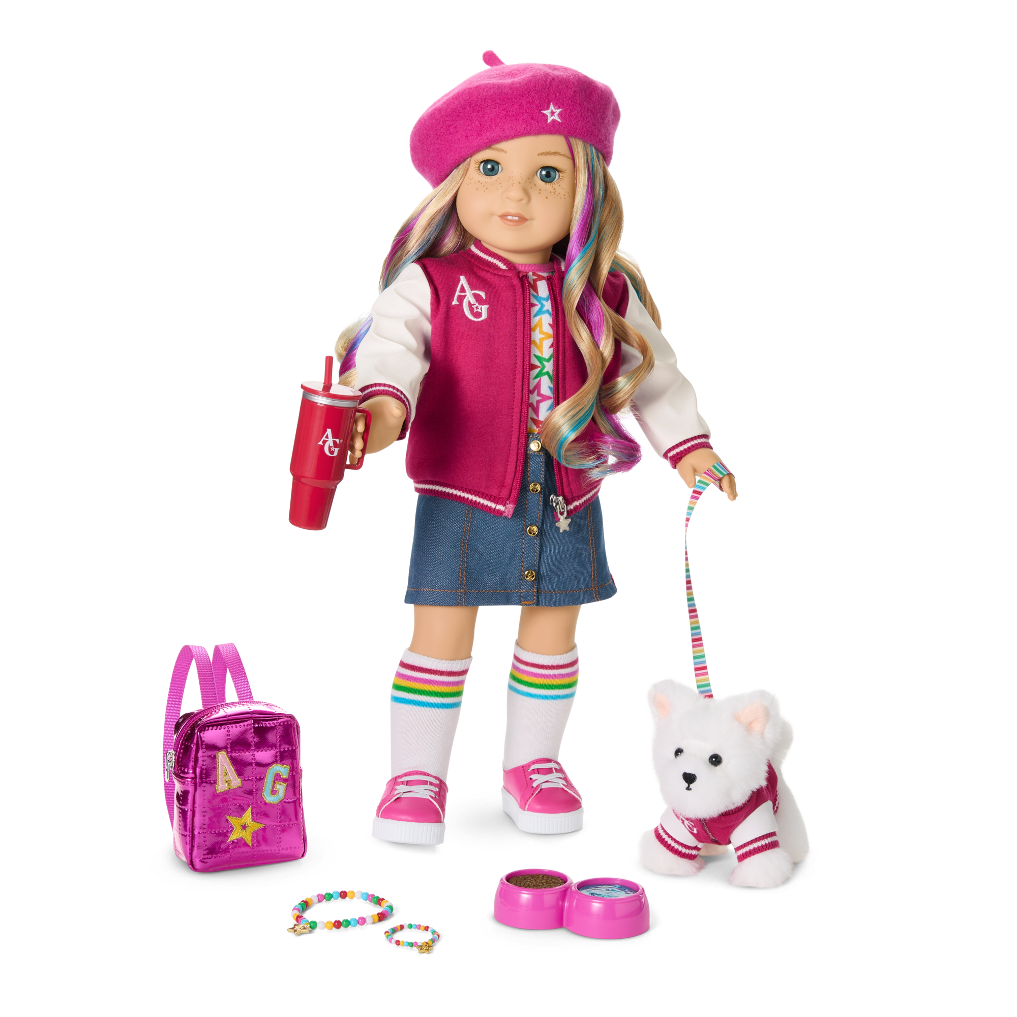 Truly Me 18-Inch Doll #110, Puppy, Mini Backpack & Accessories Ag Star Squad Bundle