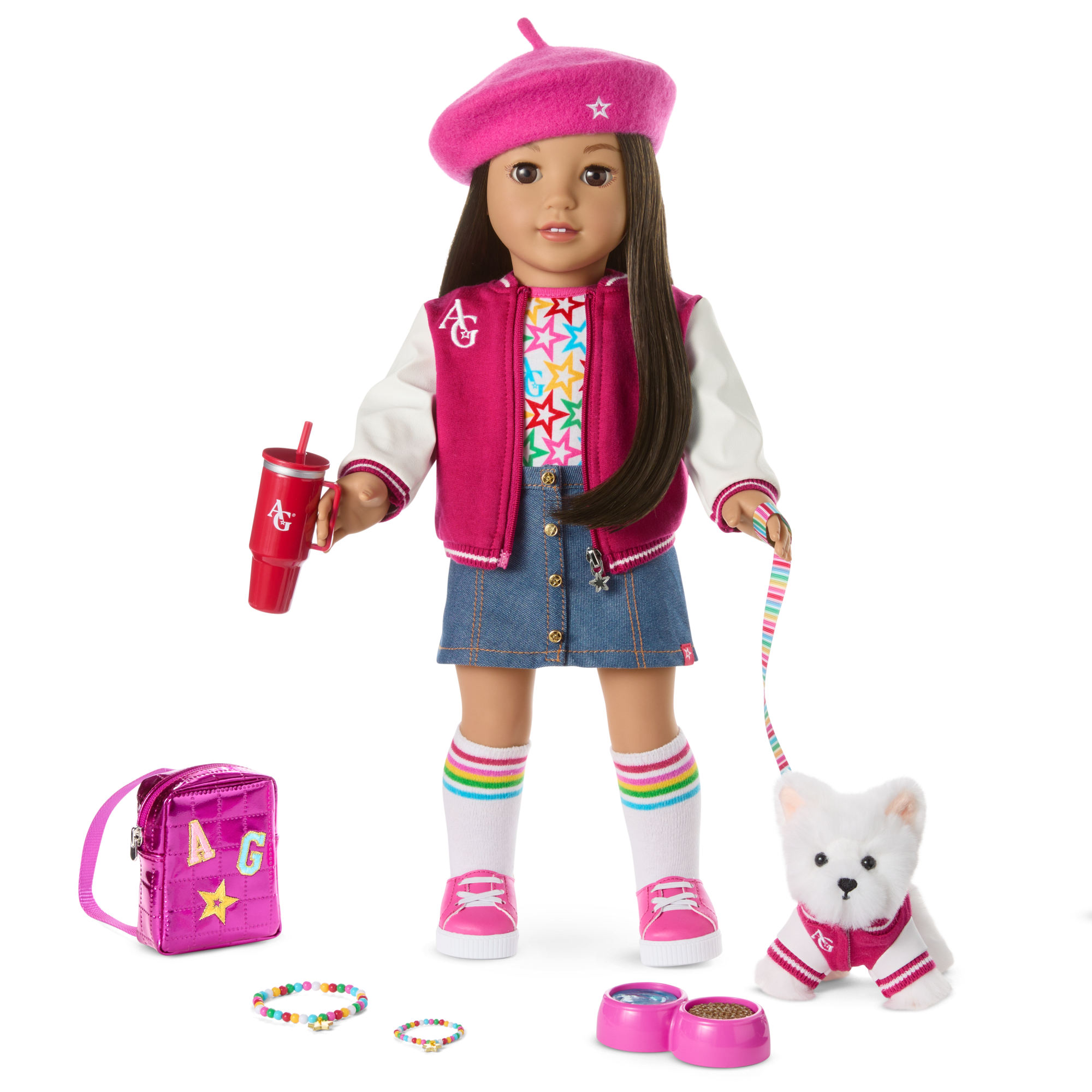Truly Me 18-Inch Doll #124, Puppy, Mini Backpack & Accessories Ag Star Squad Bundle