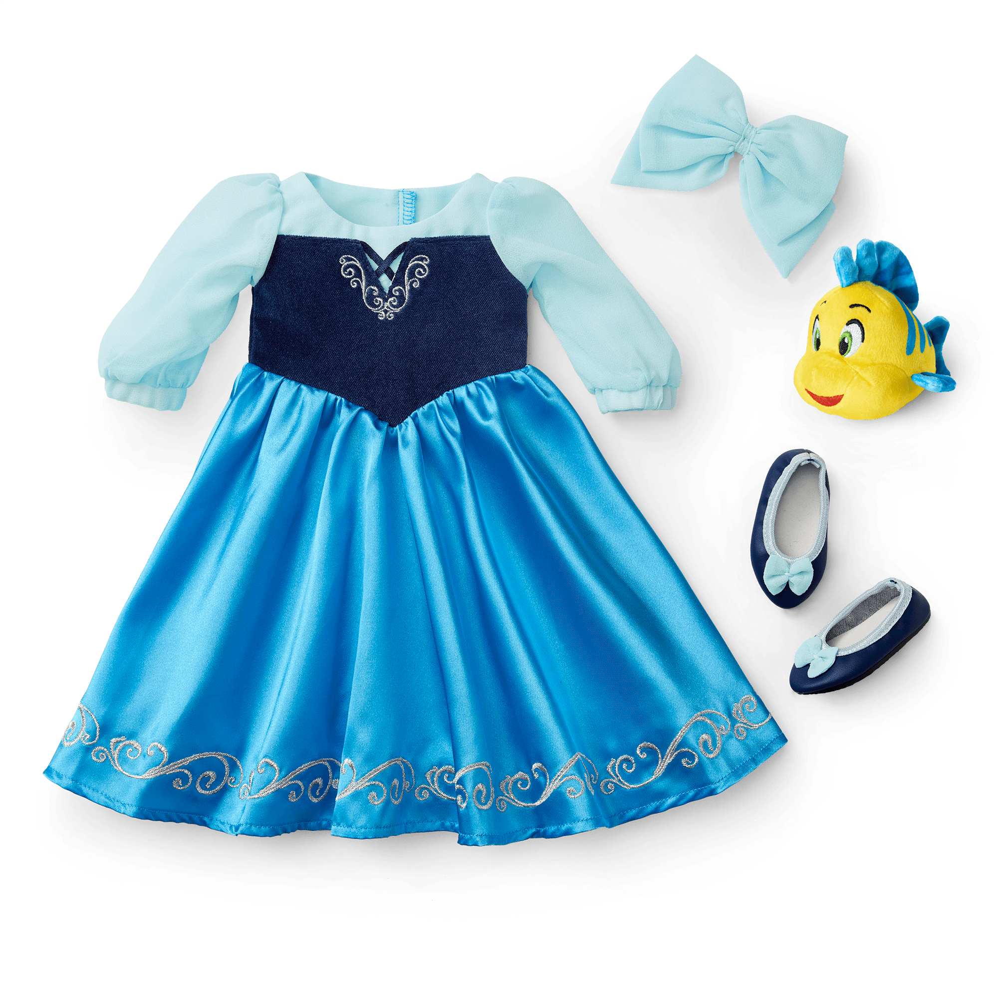 American Girl Disney Princess Ariel Day Dress, Flounder & Accessories For 18-Inch Dolls