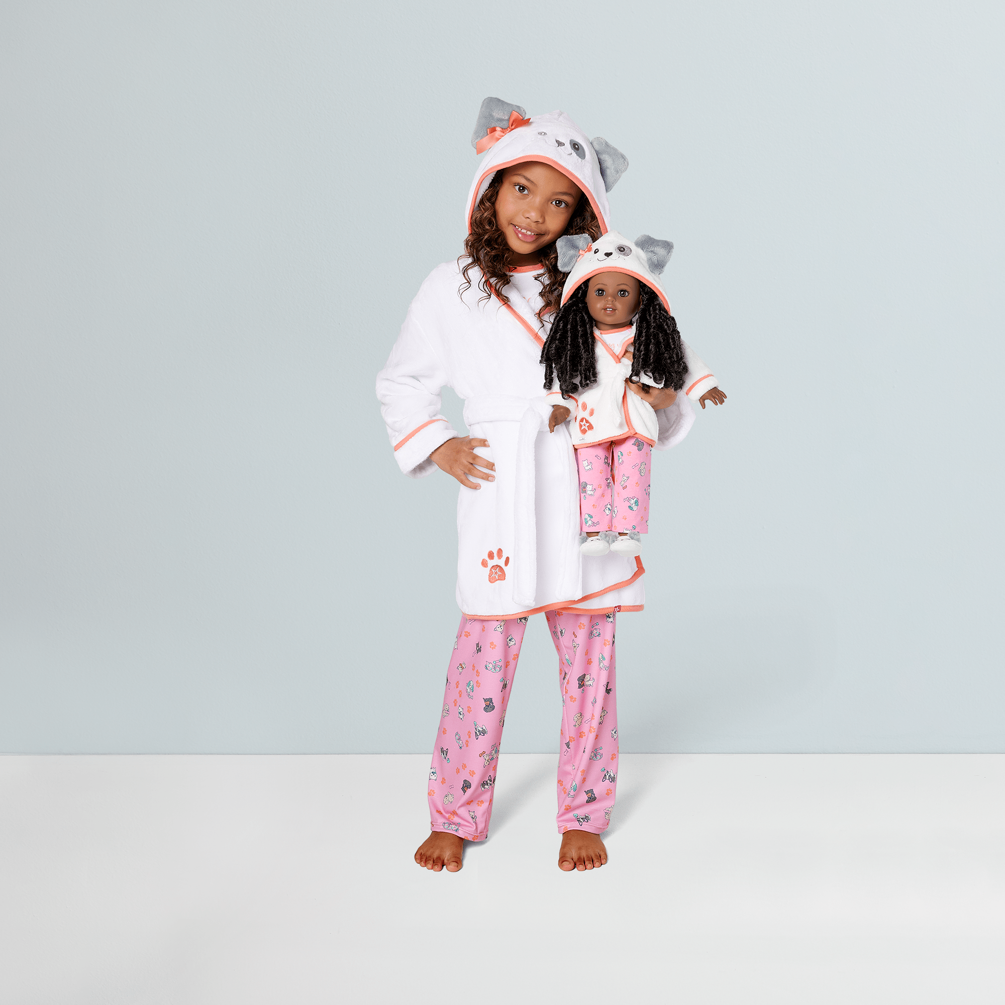 Comfy Puppy Robe Set For Girls & 18-Inch Dolls - Image 11