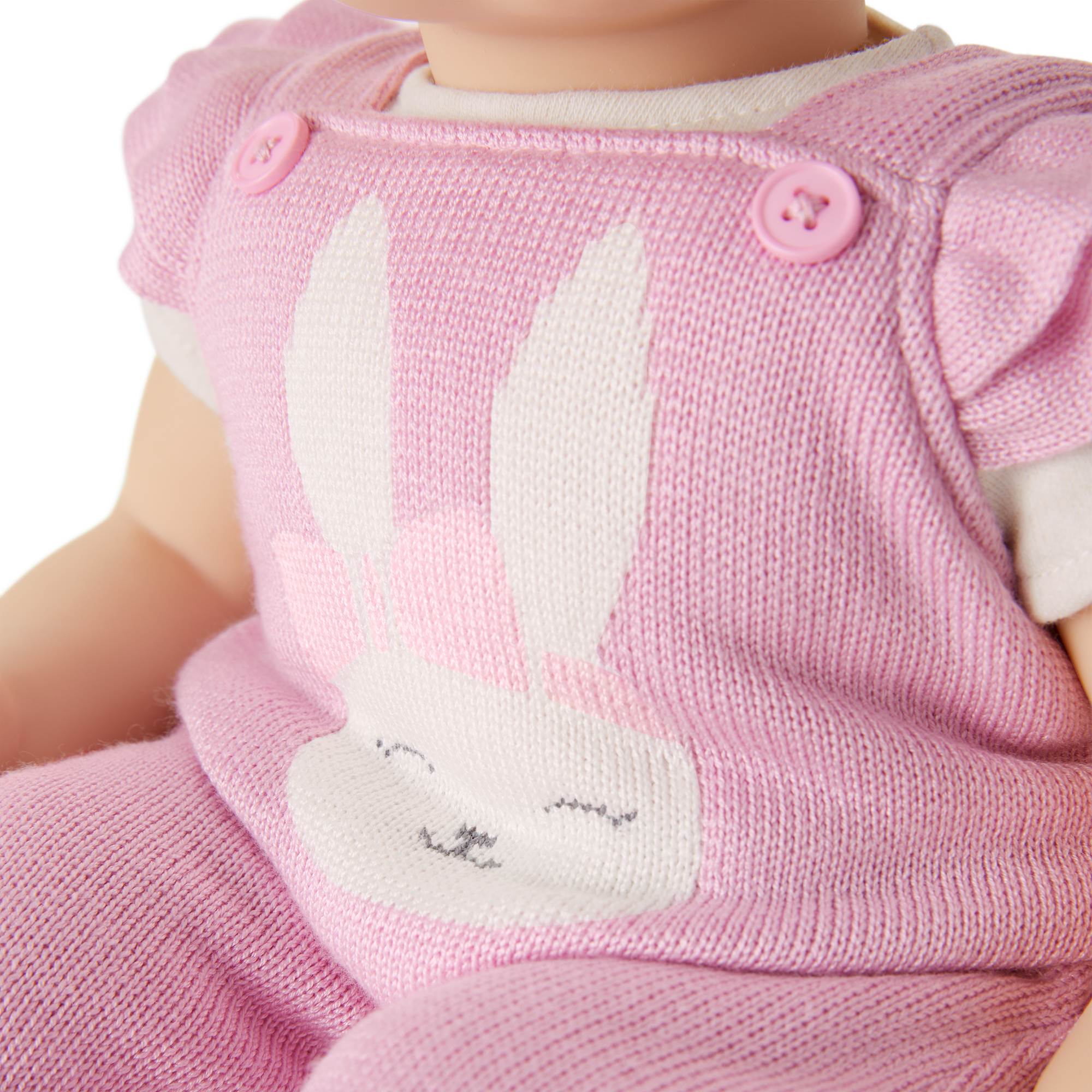 Pink Bunny Overalls Set For Bitty Baby Dolls - Image 3